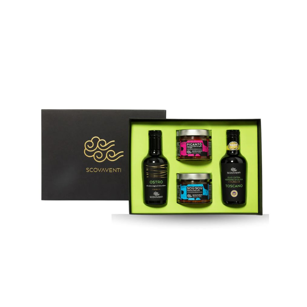Confezione regalo - Selezione 2 oli 250ml e 2 prodotti in vaso 314ml - COMPONIBILE - Scovaventi - TOSCANA