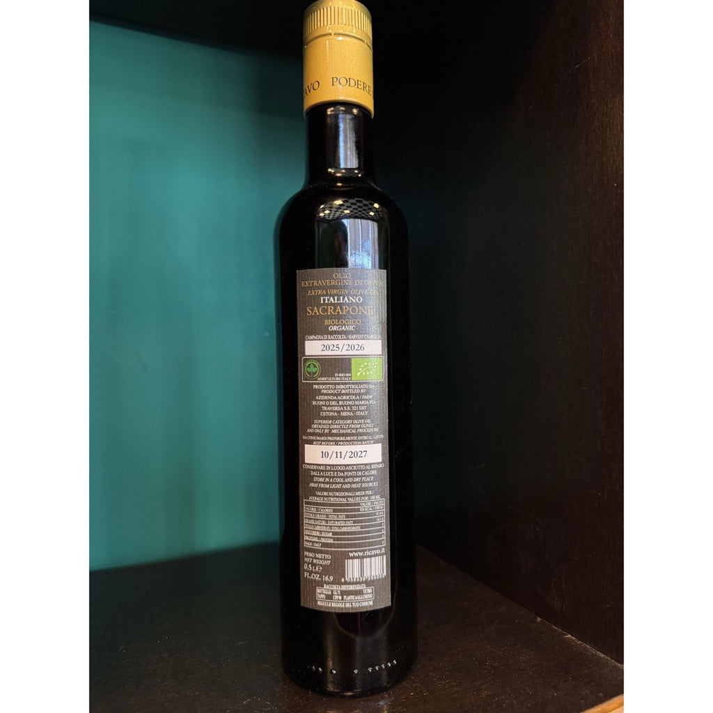 Monocultivar Minuta di Chiusi Sacrapone - Organic Extra Virgin Olive Oil - Podere Ricavo