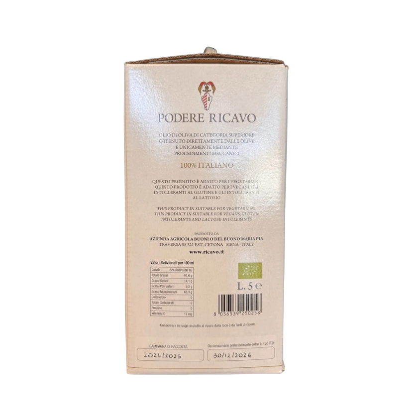 LATTINA E.V.O. BIO Olio extravergine di oliva Biologico - Podere Ricavo  - TOSCANA