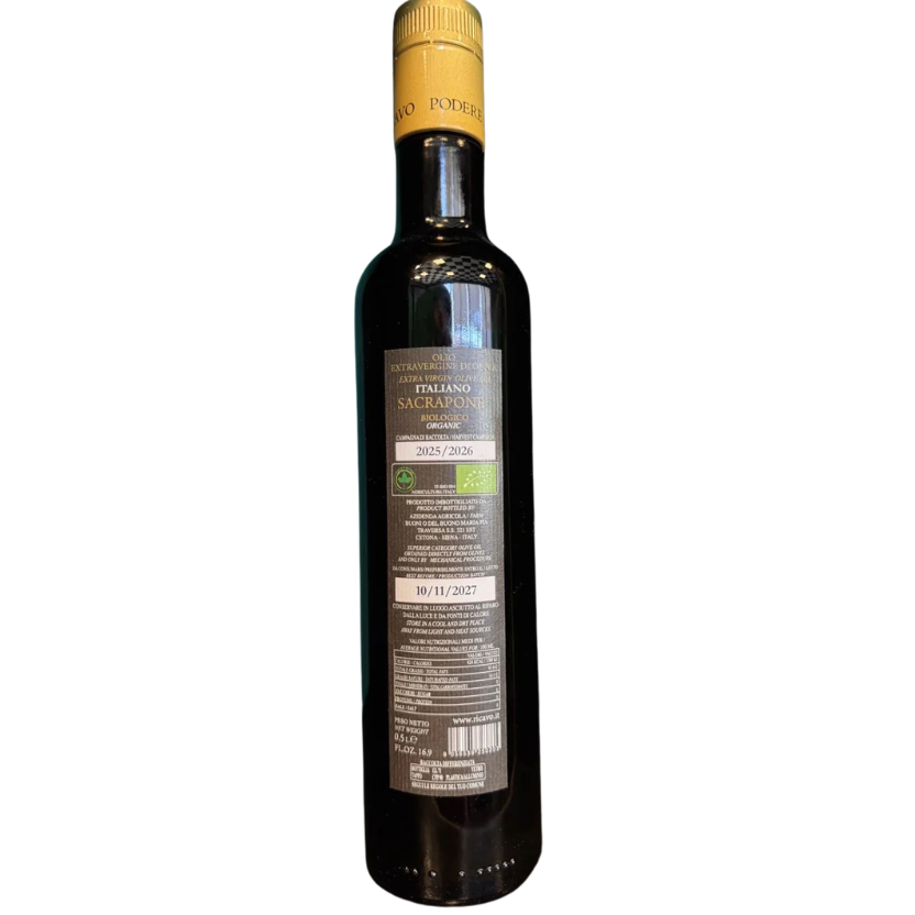 Monocultivar Minuta di Chiusi Sacrapone - Organic Extra Virgin Olive Oil - Podere Ricavo